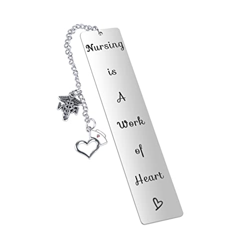 Nurse Bookmark Gift Nurse Graduation Gift Christmas Gifts Birthday Gifts Bookmark for Women Men (Nursing is a Work of Heart)