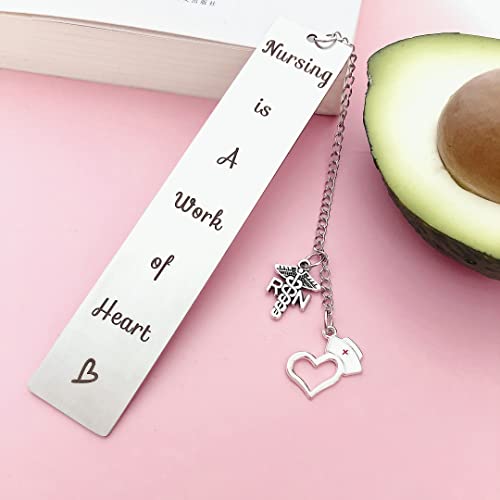 Nurse Bookmark Gift Nurse Graduation Gift Christmas Gifts Birthday Gifts Bookmark for Women Men (Nursing is a Work of Heart)