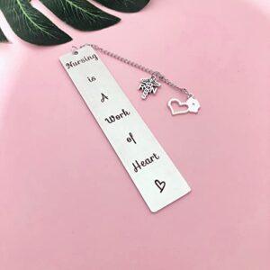 Nurse Bookmark Gift Nurse Graduation Gift Christmas Gifts Birthday Gifts Bookmark for Women Men (Nursing is a Work of Heart)