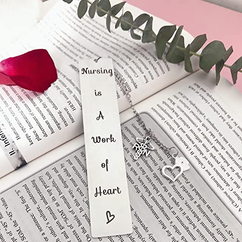 Nurse Bookmark Gift Nurse Graduation Gift Christmas Gifts Birthday Gifts Bookmark for Women Men (Nursing is a Work of Heart)