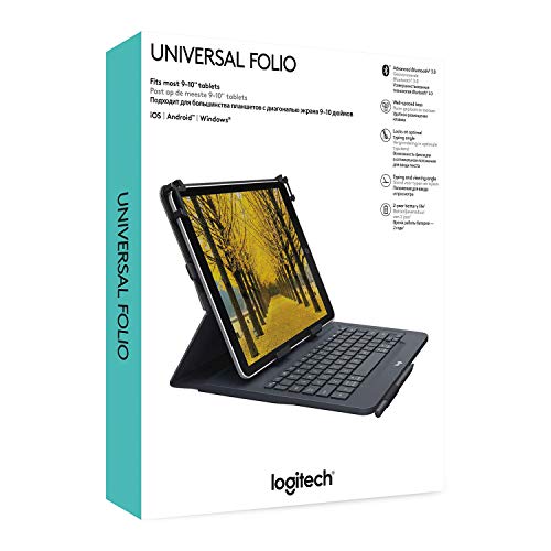 Logitech Universal Folio with Integrated Bluetooth 3.0 Keyboard for 9-10" Apple, Android, Windows Tablets