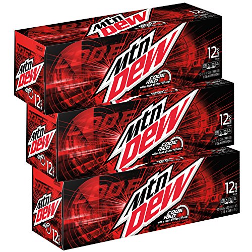 Mountain Dew Code Red Soda, Fridge Pack Bundle, 12 fl oz, 36 Cans