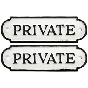 auldhome cast iron private signs (2-pack); rustic style restricted area door plaques