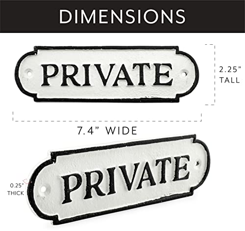 AuldHome Cast Iron Private Signs (2-Pack); Rustic Style Restricted Area Door Plaques