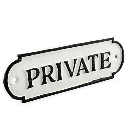 AuldHome Cast Iron Private Signs (2-Pack); Rustic Style Restricted Area Door Plaques