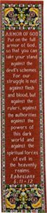armor of god, woven fabric christian bookmark, silky soft ephesians 6:11-12 flexible bookmarker for novels books and bibles, traditional turkish woven design, memory verse gift