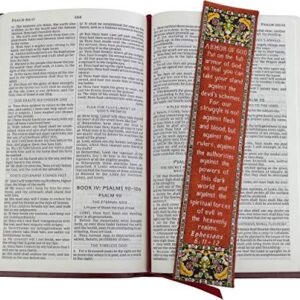 Armor of God, Woven Fabric Christian Bookmark, Silky Soft Ephesians 6:11-12 Flexible Bookmarker for Novels Books and Bibles, Traditional Turkish Woven Design, Memory Verse Gift