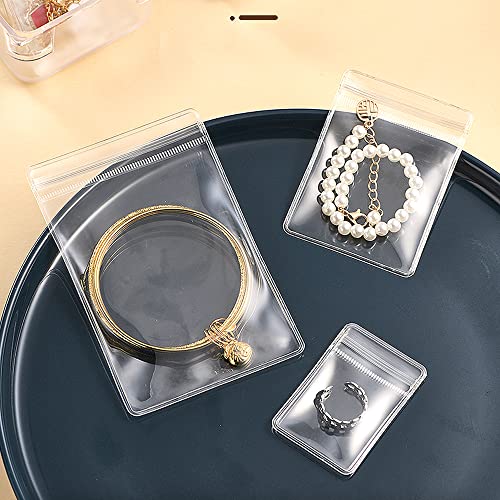 100PCS Jewelry PVC Storage Bags Self Seal Small Pouches Zipper Bag Clear Rings Earrings Packing Jewelry Transparent Lock Bags for Holding Jewelries Rings Earrings