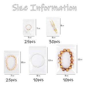 100PCS Jewelry PVC Storage Bags Self Seal Small Pouches Zipper Bag Clear Rings Earrings Packing Jewelry Transparent Lock Bags for Holding Jewelries Rings Earrings