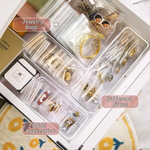 100PCS Jewelry PVC Storage Bags Self Seal Small Pouches Zipper Bag Clear Rings Earrings Packing Jewelry Transparent Lock Bags for Holding Jewelries Rings Earrings