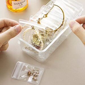 100PCS Jewelry PVC Storage Bags Self Seal Small Pouches Zipper Bag Clear Rings Earrings Packing Jewelry Transparent Lock Bags for Holding Jewelries Rings Earrings