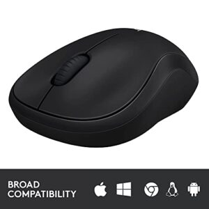 Logitech M185 Wireless Mouse, 2.4GHz with USB Mini Receiver, 12-Month Battery Life, 1000 DPI Optical Tracking, Ambidextrous, Compatible with PC, Mac, Laptop - Black