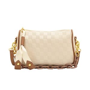yp small crossbody bag purse for women girls mini leather satchel bag (b-beige)