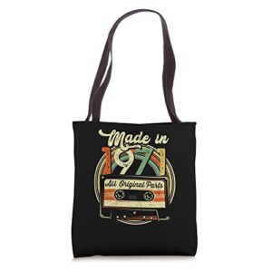 made in 1971 51st birthday funny cassette tape vintage tote bag