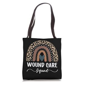 wound care squad, leopard rainbow wound care nurse tote bag