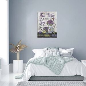 Purple Lavender Wall Art Farmhouse Today I Choose Joy Pictures Canvas Decor Country Flower Hummingbird Painting Prints Framed Artwork for Living Room Bedroom Bathroom 12"x16"