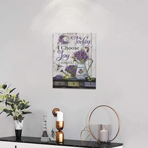 Purple Lavender Wall Art Farmhouse Today I Choose Joy Pictures Canvas Decor Country Flower Hummingbird Painting Prints Framed Artwork for Living Room Bedroom Bathroom 12"x16"