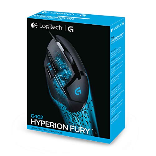 Logitech G402 Hyperion Fury Wired Gaming Mouse, 4,000 DPI, Lightweight, 8 Programmable Buttons, Compatible with PC/Mac - Black