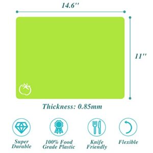 Elyum Cutting Boards, Colored Cutting Mat Flexible Plastic Cutting Board Set Chopping Board with Food Icons, Dishwasher Safe Cutting Boards for Kitchen Meat and Vegetables (Set of 4, 14.6" x 11")