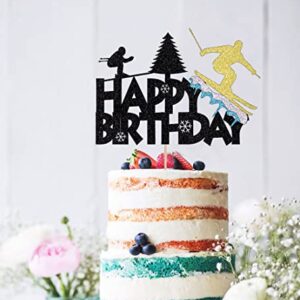 BIABISD Snow ski cake topper Ski lovers birthday theme decoration Ski sports theme birthday party decoration