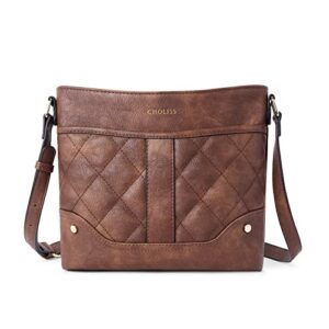 choliss crossbody purse for women,medium size zipper pocket women purse bag adjustable strap,retro leather shoulder handbag