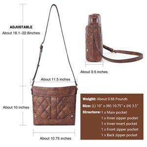 CHOLISS Crossbody Purse for Women,Medium Size Zipper Pocket Women Purse Bag Adjustable Strap,Retro Leather Shoulder Handbag