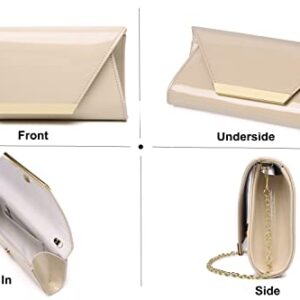 MUDUO Women Patent Leather Fashion Clutch Purses Evening Bag Handbag (NUDE)