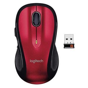 logitech m510 wireless computer mouse – comfortable shape with usb unifying receiver, back/forward buttons and side-to-side scrolling – red