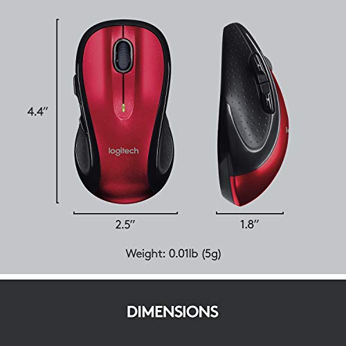 Logitech M510 Wireless Computer Mouse – Comfortable Shape with USB Unifying Receiver, Back/Forward Buttons and Side-to-Side Scrolling - Red