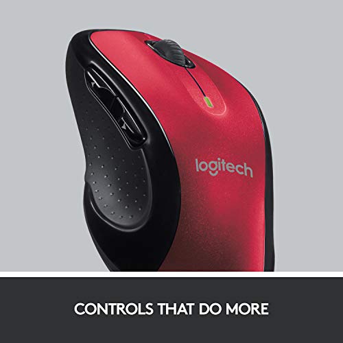 Logitech M510 Wireless Computer Mouse – Comfortable Shape with USB Unifying Receiver, Back/Forward Buttons and Side-to-Side Scrolling - Red