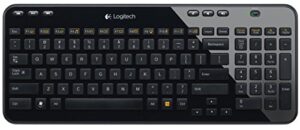 logitech k360 wireless usb desktop keyboard — compact full keyboard, 3-year battery life (glossy black) (renewed)