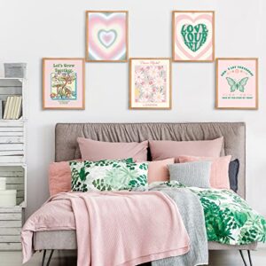 12 Pieces Danish Pastel Room Decor Green and Pink Wall Art Poster Aesthetic Room Decor Unframed Canvas Abstract Posters for Living Room Teen Room Decor, 8 x 10 Inches