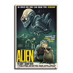 alien 1971 vintage sci-fi horror movie poster decorative painting canvas wall art living room posters bedroom painting 16x24inch(40x60cm)