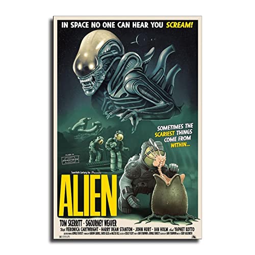 Alien 1971 Vintage Sci-fi Horror Movie Poster Decorative Painting Canvas Wall Art Living Room Posters Bedroom Painting 16x24inch(40x60cm)