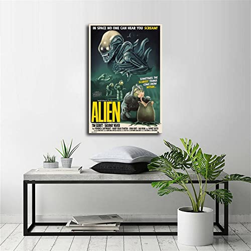 Alien 1971 Vintage Sci-fi Horror Movie Poster Decorative Painting Canvas Wall Art Living Room Posters Bedroom Painting 16x24inch(40x60cm)