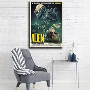 Alien 1971 Vintage Sci-fi Horror Movie Poster Decorative Painting Canvas Wall Art Living Room Posters Bedroom Painting 16x24inch(40x60cm)
