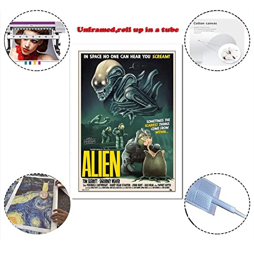 Alien 1971 Vintage Sci-fi Horror Movie Poster Decorative Painting Canvas Wall Art Living Room Posters Bedroom Painting 16x24inch(40x60cm)