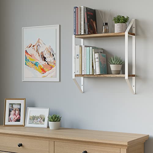 Wallniture Ponza 2-Tier Floating Shelf Wall Storage Shelves Bathroom Organizer, Kitchen Organization, Kids Room Wall Bookshelves, Living Room Decor Burnt Finish