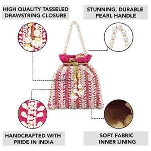 Aheli Rani Pink Potli Bags for Women Evening Bag Clutch Ethnic Bride Purse with Drawstring(P82RP)