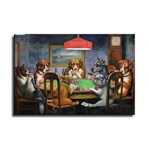 animal dogs playing poker canvas art poster and wall art picture print modern family bedroom decor posters 16x24inch(40x60cm)