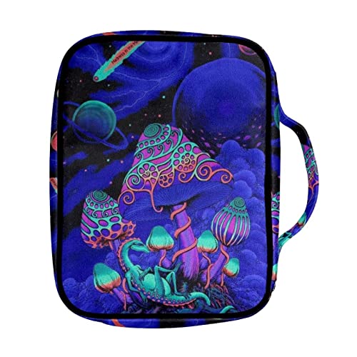 Gomyblomy Psychedelic Mushroom Pattern Bible cover, Scripture Tote with Handle, Zipper & Pocket, Standard Size Bible Book for Women, Girls & Children