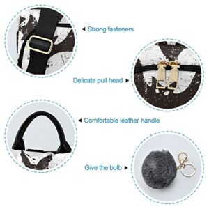 Vintage Bats Print Casual Backpack for Women, Fashion Anti Theft School Travel Backpack Purse 15 inch Full print Aesthetic with Fuzz Ball Key Chain Black