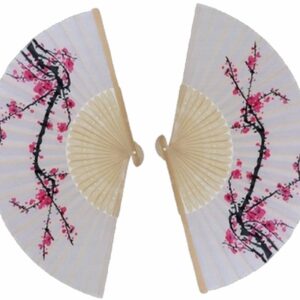 VANVENE 20 pcs Delicate Cherry Blossom Design Silk Folding Hand Fan Wedding Favors Gifts Japanese Party