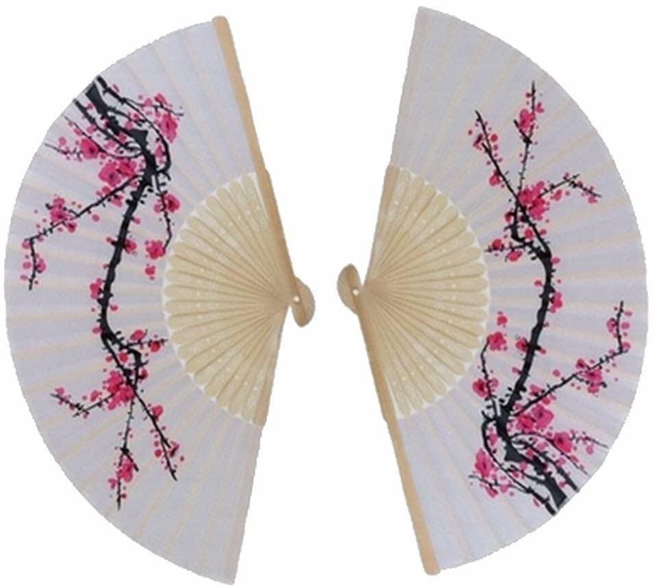 VANVENE 20 pcs Delicate Cherry Blossom Design Silk Folding Hand Fan Wedding Favors Gifts Japanese Party