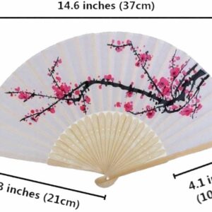 VANVENE 20 pcs Delicate Cherry Blossom Design Silk Folding Hand Fan Wedding Favors Gifts Japanese Party