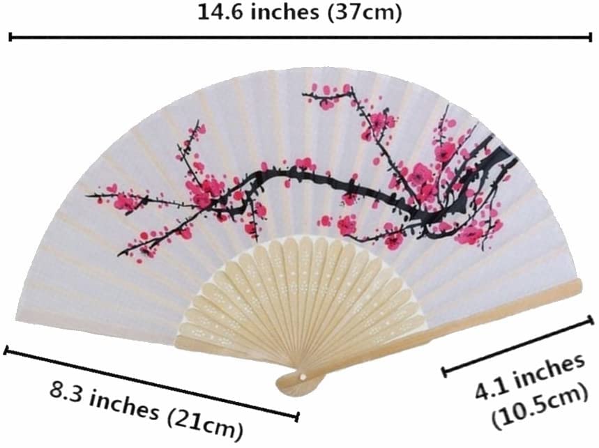 VANVENE 20 pcs Delicate Cherry Blossom Design Silk Folding Hand Fan Wedding Favors Gifts Japanese Party