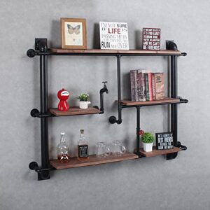 industrial pipe shelving,rustic wooden&metal floating shelves,home decor shelves wall mount display racks,decorative accent wall book shelf for kitchen or office organizer,grey