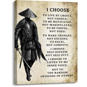creoate inspirational wall art samurai poster canvas print fremed artwork vintage japanese canvas wall decor for home office bedroom