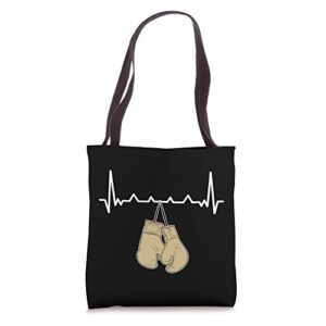boxing gloves heartbeat sport fighting boxer tote bag