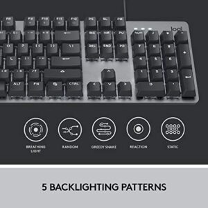 Logitech K845 Mechanical Illuminated Keyboard, Strong Adjustable Tilt Legs, Full Size, Aluminum Top Case, 104 Keys, USB Corded, Windows (TTC Brown Switches)